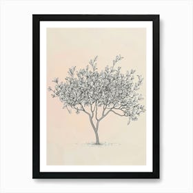 Plum Tree Minimalistic Drawing 2 Art Print