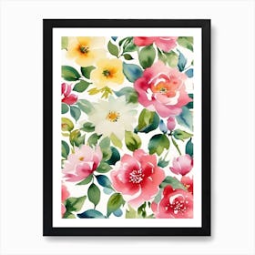 Watercolor Floral Pattern Art Print