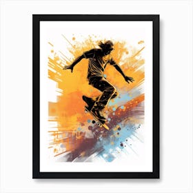 Skateboarding In Oslo, Norway Drawing 1 Art Print