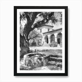 The Blanton Museum Of Art Austin Texas Black And White Watercolour 2 Art Print