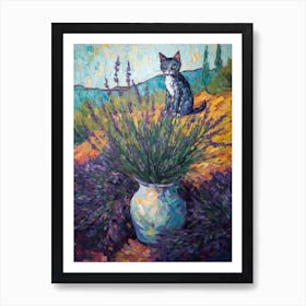 Still Life Of Heather With A Cat 4 Art Print