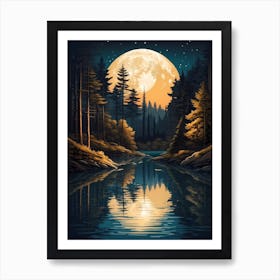 Full Moon In The Forest 2 Art Print