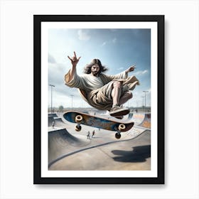 Jesus Skater  Art Print