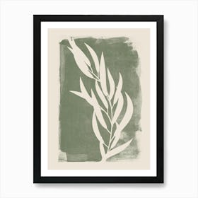 Sage Green Botanical, Boho Farmhouse Minimalist Olive Branch, Leaves 2 Art Print