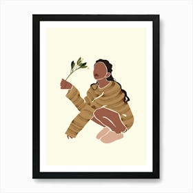 Woman Hand Drawing Boho Minimalist Pastel Colors 19 Art Print