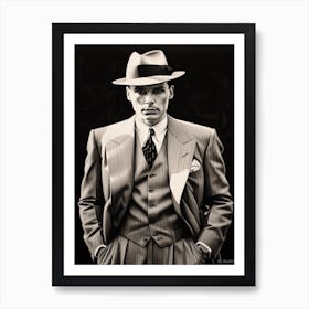  Gangster Art John Dillinger Public Enemy No 1 B&W Art Print