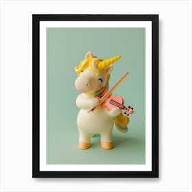 Toy Unicorn Playing Violin Art Print