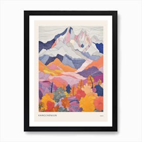 Kangchenjun India And Nepal 1 Colourful Mountain Illustration Poster Art Print