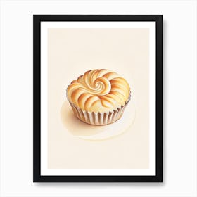 Kouignette Dessert Retro Minimal Flower Art Print