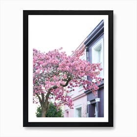 Pink Purple Blossom London Art Print