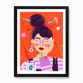 Sleepy Artist Art Print