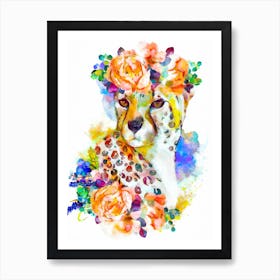 Floral Cheetah Art Print