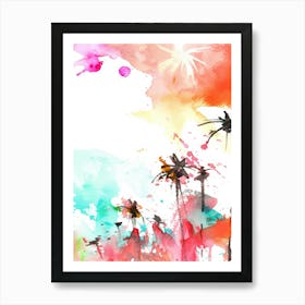 Watercolor Of Palm Trees 1 Art Print