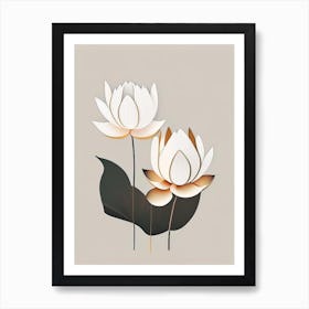 Lotus Flowers In Park Retro Minimal 7 Art Print