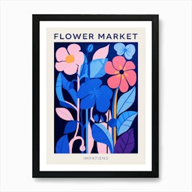 Blue Flower Market Poster Impatiens 3 Art Print