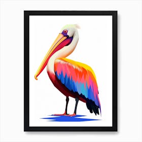 Colourful Geometric Bird Pelican 1 Art Print