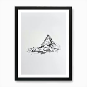 Matterhorn Switzerland Italy Line Drawing 7 Art Print