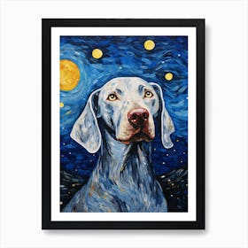 Weimaraner Starry Night Dog Portrait Art Print