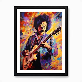 Jimi Hendrix Vintage Psycedellic 7 Art Print