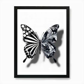 Butterfly In Black And White Art Print