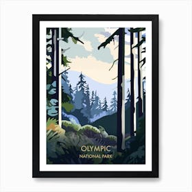 Olympic National Park Travel Poster Matisse Style 2 Art Print