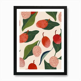 Lychee Fruit Pattern Illustration 2 Art Print