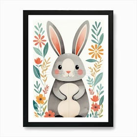 Floral Cute Baby Bunny Nursery (17) Art Print