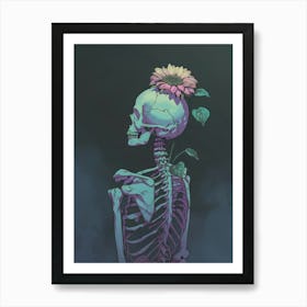 Skeleton With Flowers Art Print