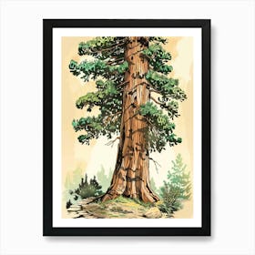 Redwood Tree Storybook Illustration 4 Art Print