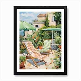 Sun Lounger By The Pool In Otranto Italy Art Print