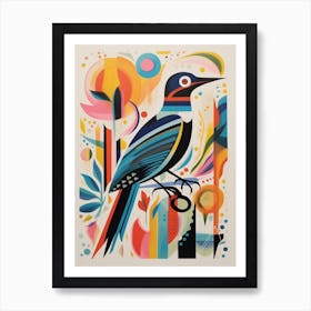 Colourful Scandi Bird Falcon 3 Art Print