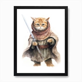 Persian Cat As A Jedi 2 Art Print