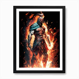 Leonidas on fire Art Print