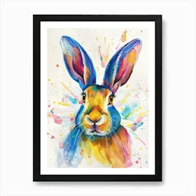 Rabbit Colourful Watercolour 2 Art Print