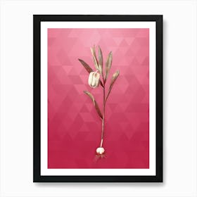 Vintage Fritillaria Latifolia Botanical in Gold on Viva Magenta n.0378 Art Print