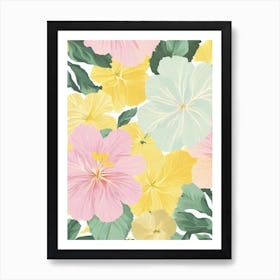 Hibiscus Pastel Floral 3 Flower Art Print