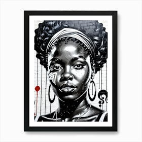 Vintage Graffiti Mural Of Beautiful Black Woman 139 Art Print