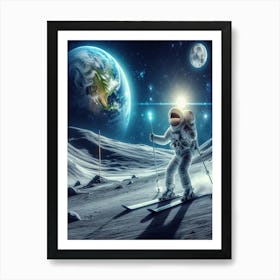 Astronaut On The Moon Art Print