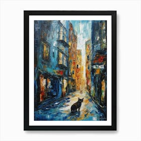 Painting Of New York With A Cat In The Style Of Expressionism 1 Art Print