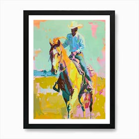 Blue And Yellow Cowboy Painting 1 Art Print