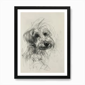 Dandie Dinmont Terrier Dog Charcoal Line 2 Art Print