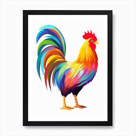 Colourful Geometric Bird Chicken 7 Art Print