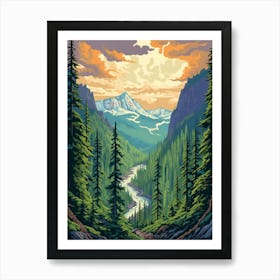 Mount Rainier National Park Retro Pop Art 7 Art Print