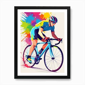 Colorful Cyclist Vector Illustration Art Print