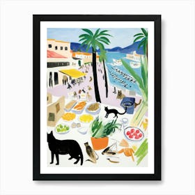 The Food Market In Malibu 2 Illustration Art Print