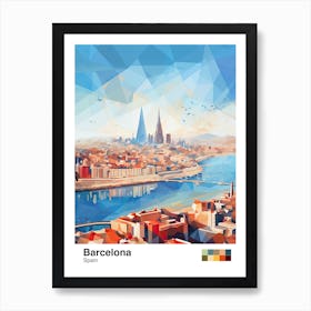 Barcelona, Spain, Geometric Illustration 3 Poster Art Print