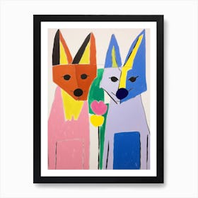 Colourful Kids Animal Art Coyote Art Print