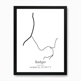 Badger,United States Minimalist Map Art Print