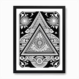 Ornate Black And White Pyramid Art Print