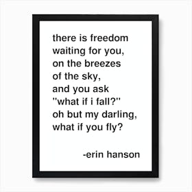 What If I Fall Hanson Quote In White Art Print